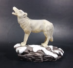 Wolf Howling On Snow Covered Rocks Heavy Resin Sculpture - 7" Tall - Treasure Valley Antiques & Collectibles