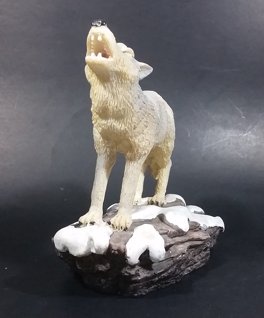 Wolf Howling On Snow Covered Rocks Heavy Resin Sculpture - 7