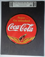 2002 Coca-Cola Coke Soda Pop Beverage Pause... Go Refreshed Round 12" Lithographed Steel Metal Collector Sign - Treasure Valley Antiques & Collectibles