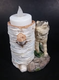 Wolves Lone Wolf Birch Tree Stumps Double Resin Candle Holder Wildlife Collectible - Treasure Valley Antiques & Collectibles