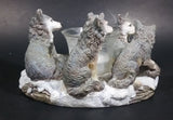 Wolf Pack Wolves Family with Pups Round Center Based Resin Decorative Candle Holder Wildlife Collectible - Treasure Valley Antiques & Collectibles