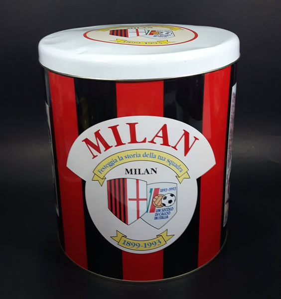 Rare 1899-1993 A.C. Milan Football Club Soccer Team Large 10" Tall Metal Canister Sports Collectible - Treasure Valley Antiques & Collectibles