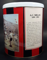 Rare 1899-1993 A.C. Milan Football Club Soccer Team Large 10" Tall Metal Canister Sports Collectible - Treasure Valley Antiques & Collectibles
