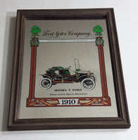 Antique Ford Motor Company 1910 Model T Ford Three-seater Sports Runabout Wooden Framed Advertising Mirror 10 1/2" x 13"