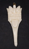 Vintage Highly Detailed Carved Bone Mask Necklace Pendant - Treasure Valley Antiques & Collectibles