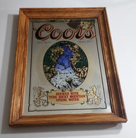 Vintage Coors Fine Beer Since 1873 Brewed With Rocky Mountain Spring Water Wooden Framed Advertising Mirror 18" x 13 1/2" - Treasure Valley Antiques & Collectibles