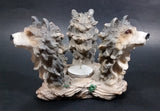 Wolf Wolves Three Headed Decorative Candle Holder Wildlife Collectible - Treasure Valley Antiques & Collectibles