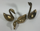 Set of 3 Brass Swan Bird Figurines Decorative Sculptures Made in Korea - Treasure Valley Antiques & Collectibles