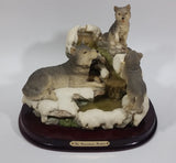 1987 Crosa The Canadian Rockies Wolf Pups Wolves Sitting and Playing Near Frozen Water Falls on Snow Covered Rocks Resin Sculpture Wildlife Collectible - Treasure Valley Antiques & Collectibles