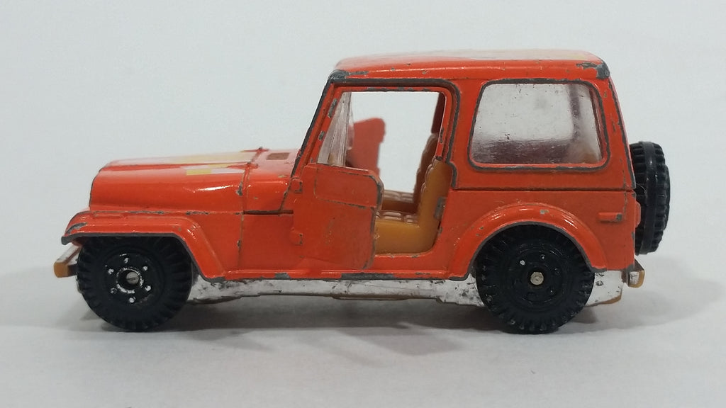 Vintage Jeep CJ-7 Orange Die Cast Toy Car Vehicle with Opening Doors ...