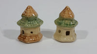 Set of 2 Small Ceramic Miniature Houses Huts Ornaments With Little Windows and Entrances - Treasure Valley Antiques & Collectibles