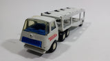 Vintage Tonka Semi Tractor Trailer Truck Auto Hauler Transport Rig White and Blue Pressed Steel Toy Car Vehicle