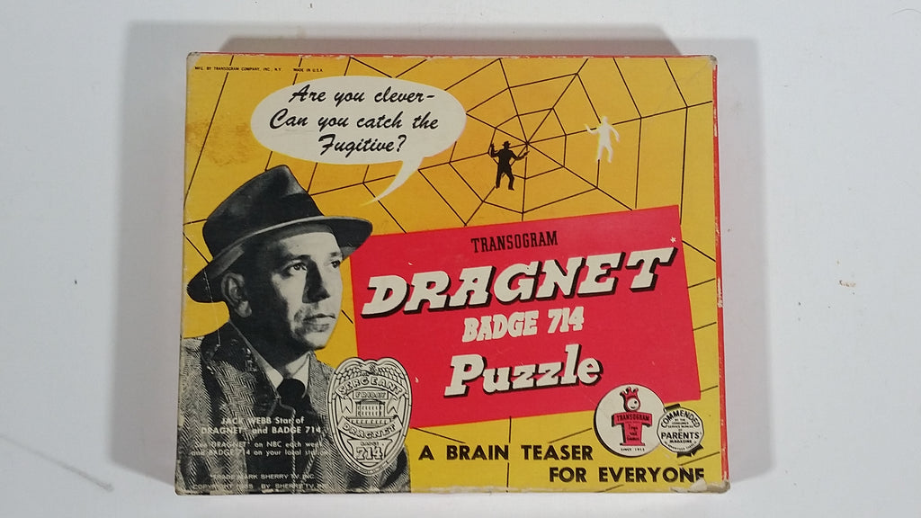 Vintage 1955 Sherry TV Jack Webb Puzzle Transigram Badge 714