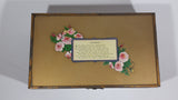 Antique Mother's Day Poem Glass Top Metal Edged Wooden Hinged Jewelry Box with Heart Shaped Mirror Inside