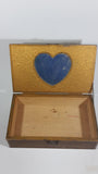 Antique Mother's Day Poem Glass Top Metal Edged Wooden Hinged Jewelry Box with Heart Shaped Mirror Inside - Treasure Valley Antiques & Collectibles