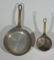 Antique Set of 2 Copper Kitchen Cookware Forged Riveted Brass Handle 5.5" Pan 3" Pot
