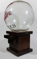 Vintage Miller High Life Beer Glass Globe Wooden Based Peanut Nut Dispenser Bar Collectible