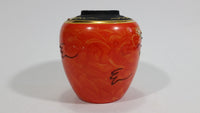 Japanese Moriage Dragon Phoenix Orange Ginger Jar Vase - Treasure Valley Antiques & Collectibles
