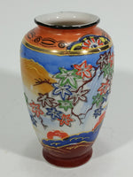 Vintage Japanese Moriage Highly Decorated Colorful 5 1/4" Tall Vase - Treasure Valley Antiques & Collectibles