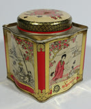 Chung Nam Tea Co. Ltd. Chinese Tea Pu Li Tea Red and Gold Scenic Butterfly Metal Tin Container - Treasure Valley Antiques & Collectibles