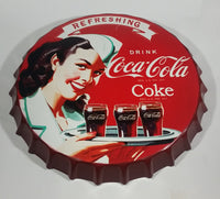 Refreshing Drink Coca-Cola Classic Coke 16" Bottle Cap Shaped Sign Reg. U.S. Pat. Off. Reproduction - Treasure Valley Antiques & Collectibles