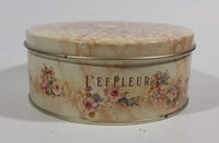 L'effleur Bath and Shower Gel Baby Angels and Floral Decorative Round Metal Tin Container - Treasure Valley Antiques & Collectibles