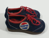 Very Rare Vintage 1970s Zero Gravity Pepsi Cola Soda Pop Toddler Baby Kid's Dark Blue Suede Shoes Collectible