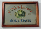 Vintage Coach & Horses Ales & Stouts Fine Wine, Spirits and Mead 9" x 13" Wooden Framed Mirror Beer Pub Lounge Bar Collectible - Treasure Valley Antiques & Collectibles