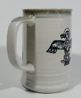 Capilano Vancouver British Columbia Aboriginal Art Dogwood Flower, Fish, Bird Totem Ceramic 5 1/4" Tall Coffee Mug
