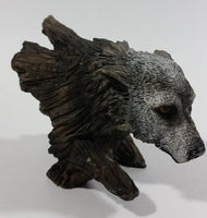 Wolves Wolf Head Coming Out Of A Log Resin Wildlife Sculpture