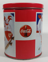 Coca-Cola Coke Soda Pop Drink Beverage Polar Bear Red and White Round Tin Metal Canister Collectible - Treasure Valley Antiques & Collectibles