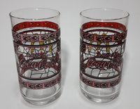 Set of 2 McDonald's Coca-Cola Coke Soda Pop Faded Red (Now Pink) Stained Glass Drinking Cups