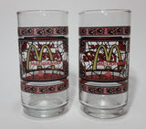 Set of 2 McDonald's Coca-Cola Coke Soda Pop Faded Red (Now Pink) Stained Glass Drinking Cups - Treasure Valley Antiques & Collectibles