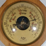 Vintage Fisher Nautical Style Wooden Barometer Weather Station