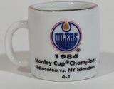 NHL Stanley Cup Crazy Mini Mug Edmonton Oilers 1984 Champs W/ Opponent & Score - Treasure Valley Antiques & Collectibles