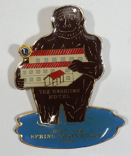 Vintage The Harrison Hotel Sasquatch Lions Club Spring Conference Pin 1989 - Treasure Valley Antiques & Collectibles