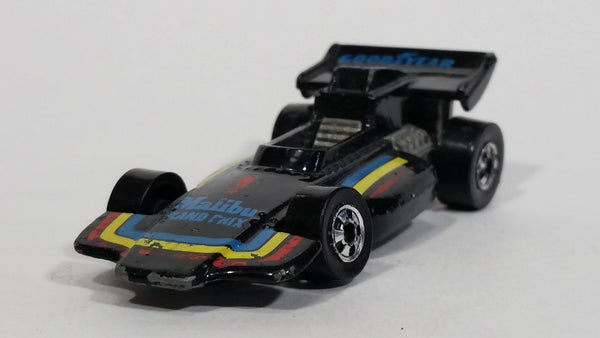 1982 Hot Wheels Malibu Grand Prix Good Year Tires Black Die Cast Toy Race Car Vehicle - Treasure Valley Antiques & Collectibles