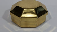 1970s Brass Octagon Shaped Trinket Box Red felt-lined - Treasure Valley Antiques & Collectibles