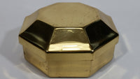 1970s Brass Octagon Shaped Trinket Box Red felt-lined - Treasure Valley Antiques & Collectibles