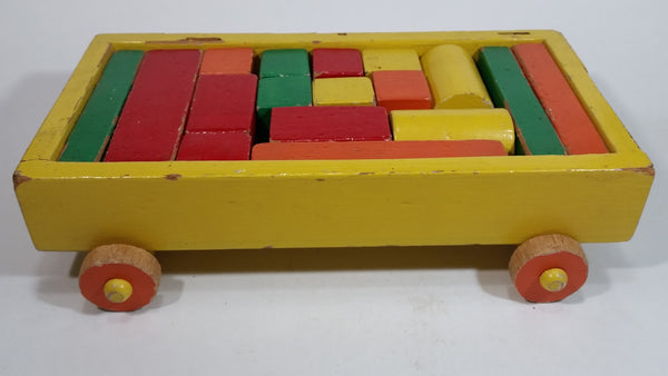 Vintage Wood Block Wagon with Blocks - Treasure Valley Antiques & Collectibles