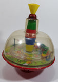 Vintage LBZ Tin Domed Spinning Top Toy Train Theme West Germany (Needs TLC)