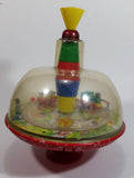 Vintage LBZ Tin Domed Spinning Top Toy Train Theme West Germany (Needs TLC)