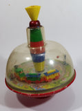 Vintage LBZ Tin Domed Spinning Top Toy Train Theme West Germany (Needs TLC)