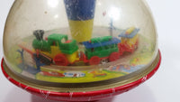 Vintage LBZ Tin Domed Spinning Top Toy Train Theme West Germany (Needs TLC)