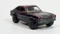 Vintage 1970 Lesney Products Matchbox Superfast Ford Capri Magenta Pink Painted Black No. 54 Die Cast Toy Car Vehicle with Opening Hood