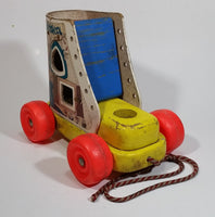 Vintage 1960s Playskool The Old Woman Who Lived In A Shoe Wooden Pull Toy - Treasure Valley Antiques & Collectibles