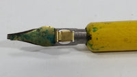 Antique Yellow Wooden Metal Quill Dip Pen