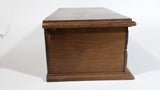 Vintage Carved Wooden Jewelry Box with Mirror and Yellow Felt Lining