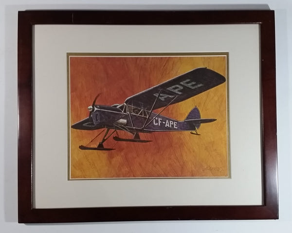 Vintage 1970s CP Canadian Pacifc Air Through The Years CF-APE Ski Plane Aircraft 22" x 18" Wooden Framed Print By Robert Banks
