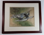 Vintage 1970s CP Canadian Pacifc Air Through The Years CF-AWR Float Plane Aircraft 22" x 18" Wooden Framed Print By Robert Banks